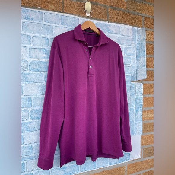Greyson Omaha Stretch Long Sleeve Golf Polo Shirt Men’s XL Purple - Picture 2 of 10